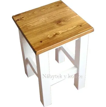 Komoda Dřevěný taburet SWEET HOME SIL02 SKLADEM Barevné provedení: Bílá - světle hnědá medová lak