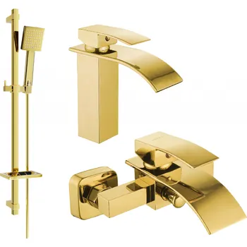 Vodovodní baterie Mexen Aries DQ45 koupelnový set, zlatý - 744803DQ45-50 Bateriové soupravy