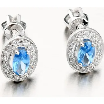 Náušnice Dámské náušnice bílé zlato 585 zirkon safír 52GZ-8049B-AKVA-SR