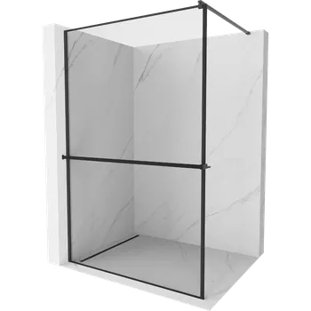 Mexen Kioto+ sprchová stěna s policí Walk-in 140 x 200 cm, černý rámeček, černá - 800-140-121-70-70 Sprchové stěny