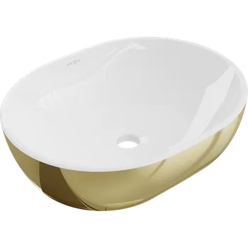Mexen Viki umyvadlo na desku 48 x 35 cm, bílá/zlatá - 21054806 Koupelnové umyvadla