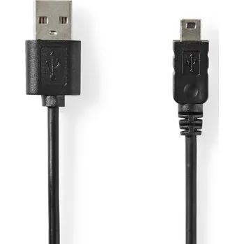 NEDIS USB kabel | USB 2.0 | USB-A Zástrčka | Mini 5-Pin Zástrčka | 480 Mbps | Poniklované | 2.00 m | Kulatý | PVC | Černá | Label