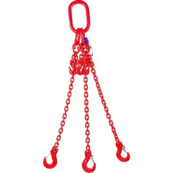 Příslušenství pro stavební techniku SVX Řetězový závěs oko-3 háky tř 80 se zkracovačem (3 m, 2360/1700 kg, 6 mm, červená) 3 m, 2360/1700 kg, 6 mm, červená