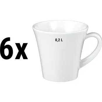 G.Gastro (6 pieces) SELTMANN WEIDEN | Porcelain Coffee Cups MERAN STEAK & MORE – White – 200 ml – Microwave & Dishwasher Safe