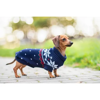 Obleček pro psa Vsepropejska Damián svetr pro psa Barva: Modrá, Délka zad (cm): 23-24, Obvod hrudníku: 26 - 33 cm