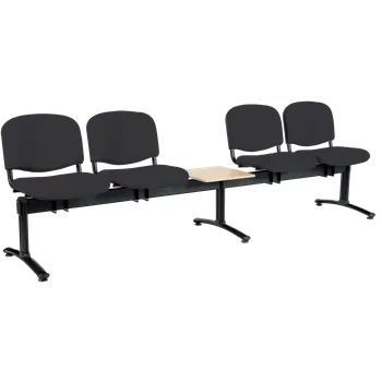 CL - 25 + D, čalouněná lavice do čekárny, 4-sedák, stolek, látka SUE - S 1 černá, kostra černá