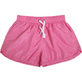 Dámské plavky FANNIFEN Dámské jednobarevné koupací šortky J16321 Barva: Růžová, Velikost: XL