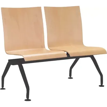 MONTE 2, dřevěná lavice do čekárny, 2-sedák, přírodní buk, kostra černá