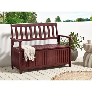 Zahradní lavice Zahradní lavice s úložným prostorem mahagonová hnědá masivní akátové dřevo 120 x 60 cm 2místná zahrada terasa Rustikální tradiční styl Beliani