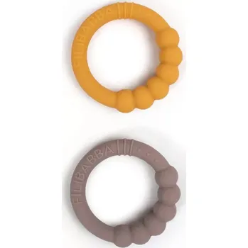 FILIBABBA sada dvou silikonových kousátek Warm grey/Honey Gold