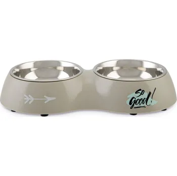 Podložka pod misku Beeztees Miska dvojitá So Good! 2X350ml šedá