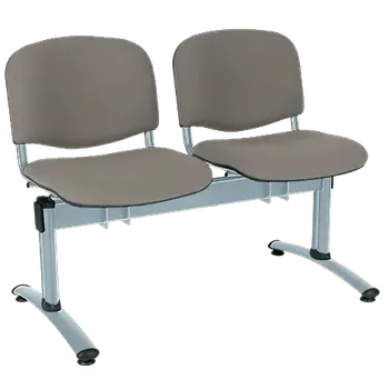 CL - 22, čalouněná lavice do čekárny, 2-sedák, koženka AN - 052 šedá, kostra stříbrná