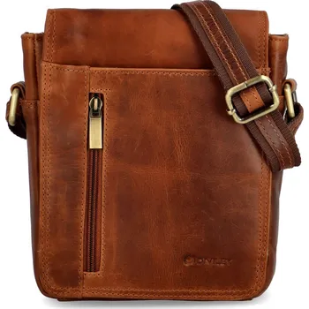 Kabelka Luxusní pánská kožená crossbody Diviley Dacchiano, koňaková