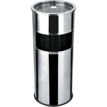 Odpadkový koš NO NAME Odpadkový koš s popelníkem, kovový, inox, 28l, 25x58cm