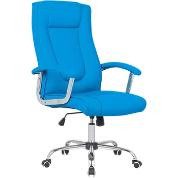 MALLORCA křeslo kancelářské, chrom kříž, kolečka uni, EKO-PU modrá