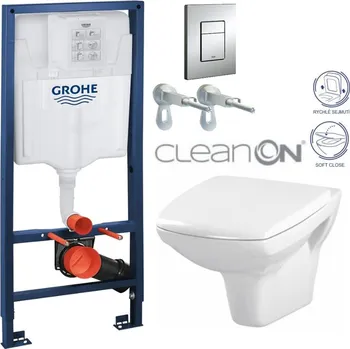 Klozet Rapid SL pro závěsné WC 38528SET s chromovou deskou + WC CERSANIT CLEANON CARINA + SEDÁTKO 38772001 CA2