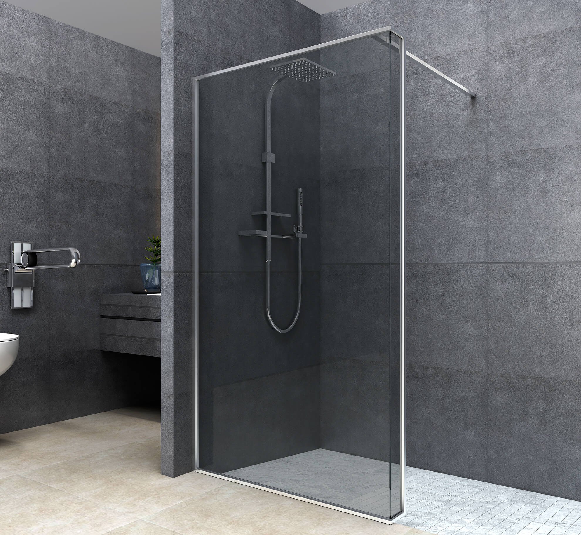 ARTTEC SIMPLE sprchová zástěna Walk-In šedá/transparentní 100 x 200 cm L/P