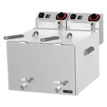 fritéza Fritéza na ryby elektrická dvojitá 0,43 kW/l, 8+8 l stolní s výpustí 230 V | REDFOX - FE 88 V