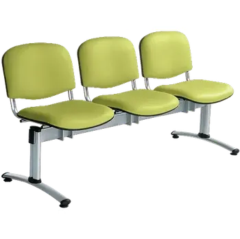 CL - 23, čalouněná lavice do čekárny, 3-sedák, koženka AN - 079 citrónově zelená, kostra chrom