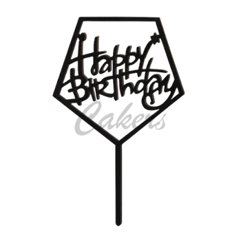 Jedlá dekorace na dort Černý zápich Happy Birthday č.5