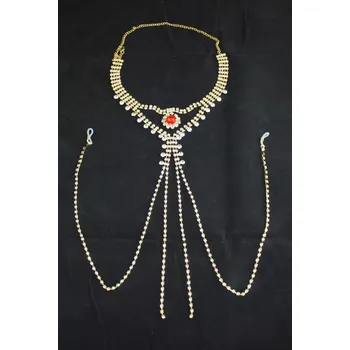 Erotická ozdoba Komplet náhrdelník + kalhotky GOLD RED