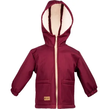 Dívčí bunda Dětská zimní softshellová bunda s beránkem Monkey Mum® - Vínová karkulka 68