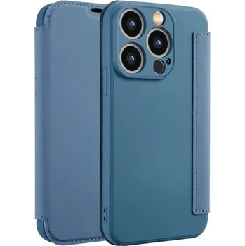 Pouzdro na mobilní telefon Peněženkové pouzdro ze silikonu a PU kůže pro iPhone 15 Pro Max - tmavě modré