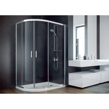 BESCO - Asymetrický sprchový kout MODERN 185 + vanička z litého mramoru LAKA - Barva rámu - Chrom/Leštěný hliník (ALU), Rozměr A - 100, Rozměr B - 80, Vanička HL - Včetně vaničky, Výplň - Fume bezpečnostní sklo - 6 mm, Způsob provedení - Pravá BCASYMO1080