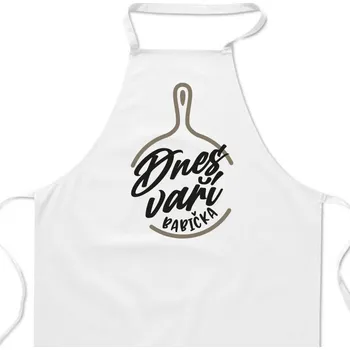 Kuchyňská zástěra Zástěra bílá Dnes vaří babička
