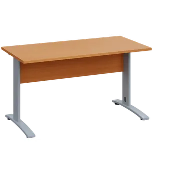 Psací stůl LK 27 - 14 stůl kancelářský, kovová podnož stříbrná, deska 25 mm, široký 1400 mm, buk Royal