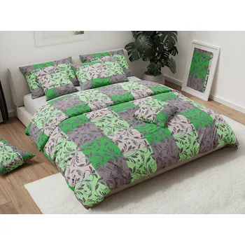 Povlečení Bavlněné povlečení Kvadratus zelené, 140x200 / 70x90 cm