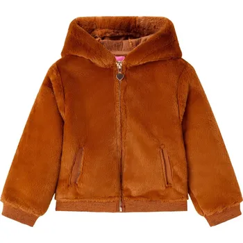 Chlapecký kabát vidaXL Dětská bunda s kapucí umělá kožešina koňaková 128 [14047]