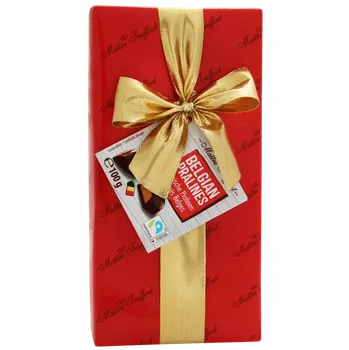 Bonboniéra Maitre Truffout Belgické pralinky srdíčka 100g Červené pralinky