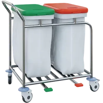 Odpadkový koš VNP Plus 02 vozík na prádlo a tříděný odpad, víko zelené a červené