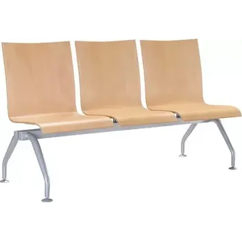 MONTE 3, dřevěná lavice do čekárny, 3-sedák, přírodní buk, kostra stříbrná