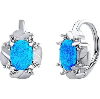 Náušnice CARISSA stříbrné náušnice se syntetickým modrým opálem LPS3080EOB