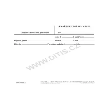 DITIS Lékařská zpráva - nález A5 blok 100 listů