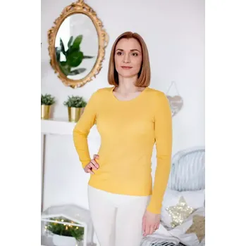 Dámské merino triko s dlouhým rukávem Žlutá M