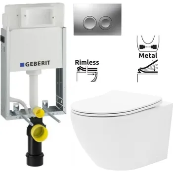 WC sada GEBERIT KOMBIFIXBasic vč. matného tlačítka DELTA 25 + WC REA Carlo Flat Mini Rimless + SEDÁTKO 110.100.00.1 21MA CF1