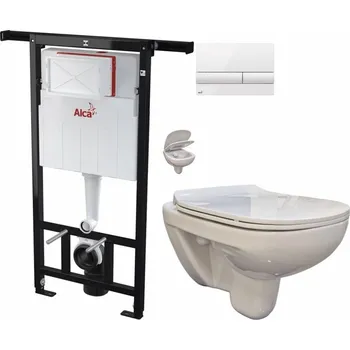 Klozet Předstěnový instalační systém s bílým tlačítkem M1710 + WC bez oplachového kruhu Edge + SEDÁTKO AM102/1120 M1710 EG1