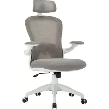 NAVI židle kancelářská, bílý plastový kříž, šedá