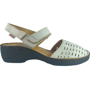 Dámské sandále 03023/P - 01 krémové kožené zdravotní sandály s podporou kleneb nožních; doprodej 41