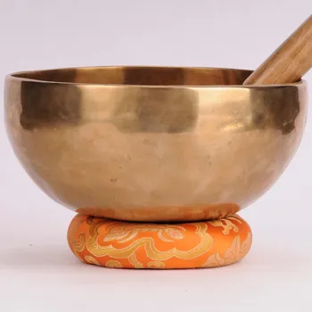 Tibetská mísa 1230 g - průměr 21 cm, ručně tepaná, tón F, s paličkou a podložkou v ceně