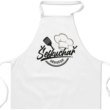Kuchyňská zástěra Zástěra bílá Šéfkuchař dědeček