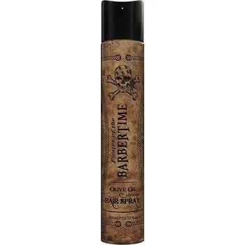 Stylingový přípravek BARBERTIME Olive Oil Sheeny Hair Spray 400ml - pánský silně tužící lak na vlasy s leskem