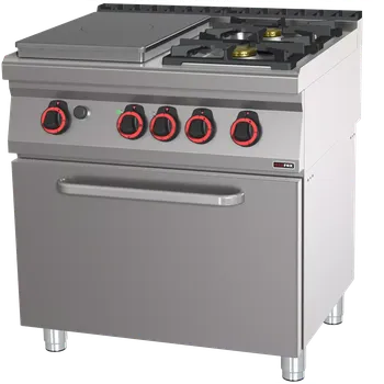 Sporák Sporák tálový plynový se statickou elektrickou troubou GN 2/1 - 3x hořák | REDFOX - STPT 70/80 21 GE