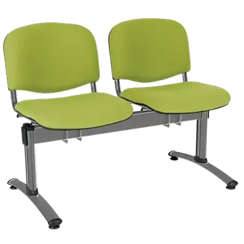 CL - 22, čalouněná lavice do čekárny, 2-sedák, koženka AN - 079 citrónově zelená, kostra chrom