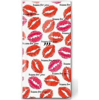 Papírový ubrousek Paper Design Papírové kapesníčky 4-vrstvé, zamilovaný motiv - KISSES ALL OVER 10ks