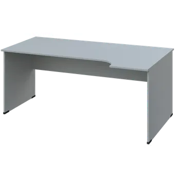 Psací stůl ERL 28 - 184 stůl kancelářský, rohový, pravý, dřevěná podnož, deska 25 mm, široký 1800 mm, šedá