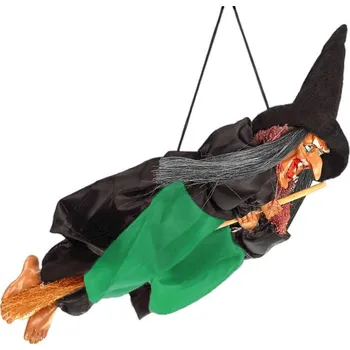 Čarodějnice na koštěti 30cm černá (Bytová dekorace)